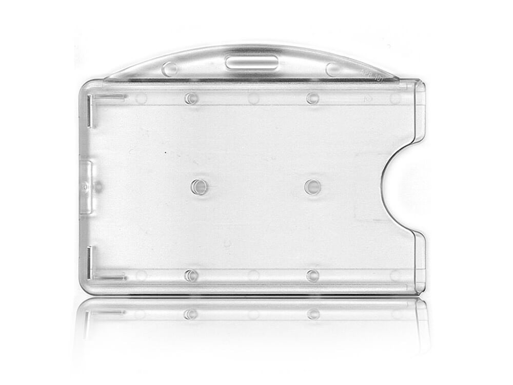 NEYOANN 1 x Porte-badge vertical en plastique rigide double carte  d'identité multi transparent 10 x 6 cm